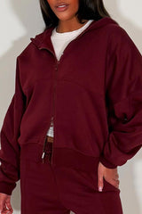 womens zip through hoodie and wide leg jogger tracksuit lounge set with drop shoulders and thumbholes styledup 