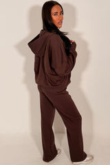 womens zip up hoodie and wide leg jogger tracksuit co ord set oversized double zip and with thumbholes womens streetwear styledup zara womens uk 