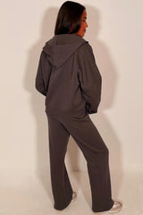 womens zip up hoodie and jogger tracksuit lounge set zara uk sale styledup fashion