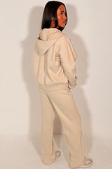 womens zip up hoodie and wide leg jogger tracksuit co ord set styledup
