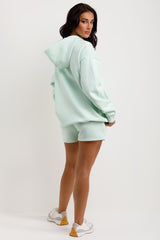 womens hooded sweatshirt and shorts tracksuit co ord loungewear