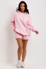 womens hoodie and shorts tracksuit two piece loungewear set uk
