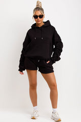 hoodie and shorts tracksuit womens airport outfit