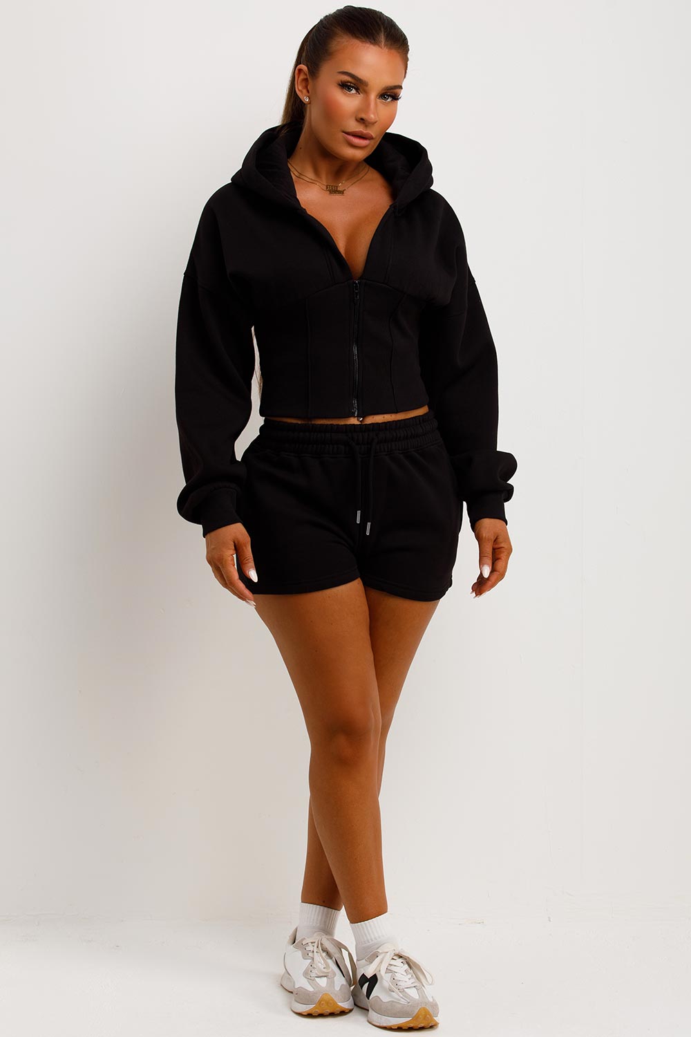 womens crop hoodie and shorts co ord set summer holiday tracksuit sale styledup