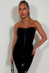 strapless hook and eye corset top black