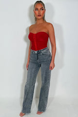 hook and eye corset top red