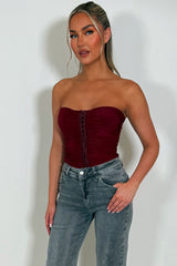 burgundy hook and eye corset top 