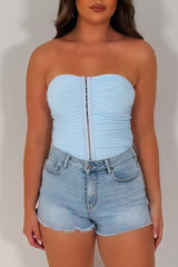 hook and eye corset top sky blue