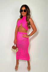 crochet multiway crop top and maxi skirt co ord