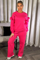cut out shoulder pink bow detail loungewear womens