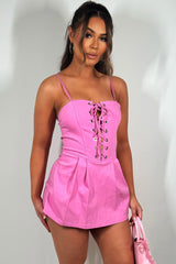 pink lace up front skort dress summer holiday festival rave outfit