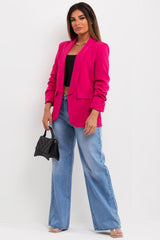 ruched sleeve blazer