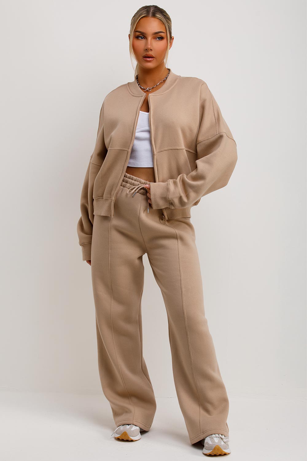 Women's Bomber Sweatshirt With Zip And Joggers Loungewear Zara