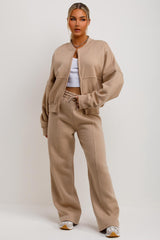 zara womens bomber sweatshirt with zip and joggers loungewear set