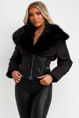 winter jacket with faux fur collar styledup uk