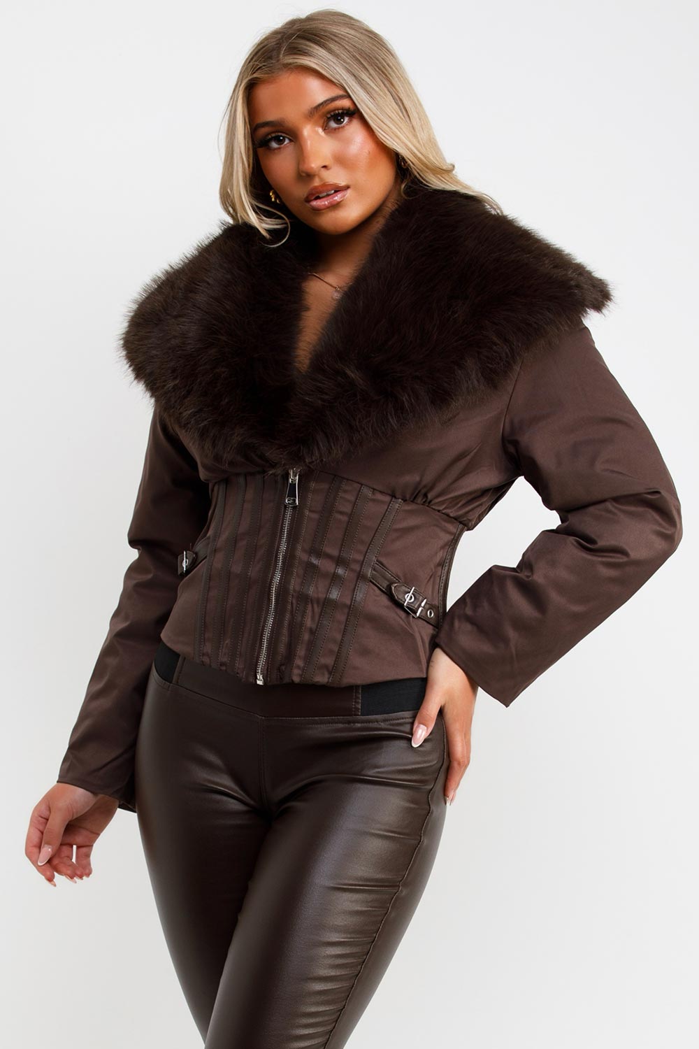 trendy fur collar jacket styledup uk