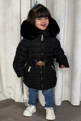 girls coat with fur hood and belt mum and me matching outfit 