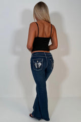 sparkly sequin wings y2k jeans boot cut flared leg for womens uk