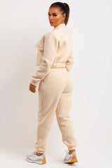 womens bomber jacket and joggers tracksuit co ord lounge set