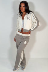 womens zip up sweatshirt and wide leg joggers lounge set tracksuit styledup