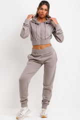 joggers and zip up front crop hoodie lounge set tracksuit