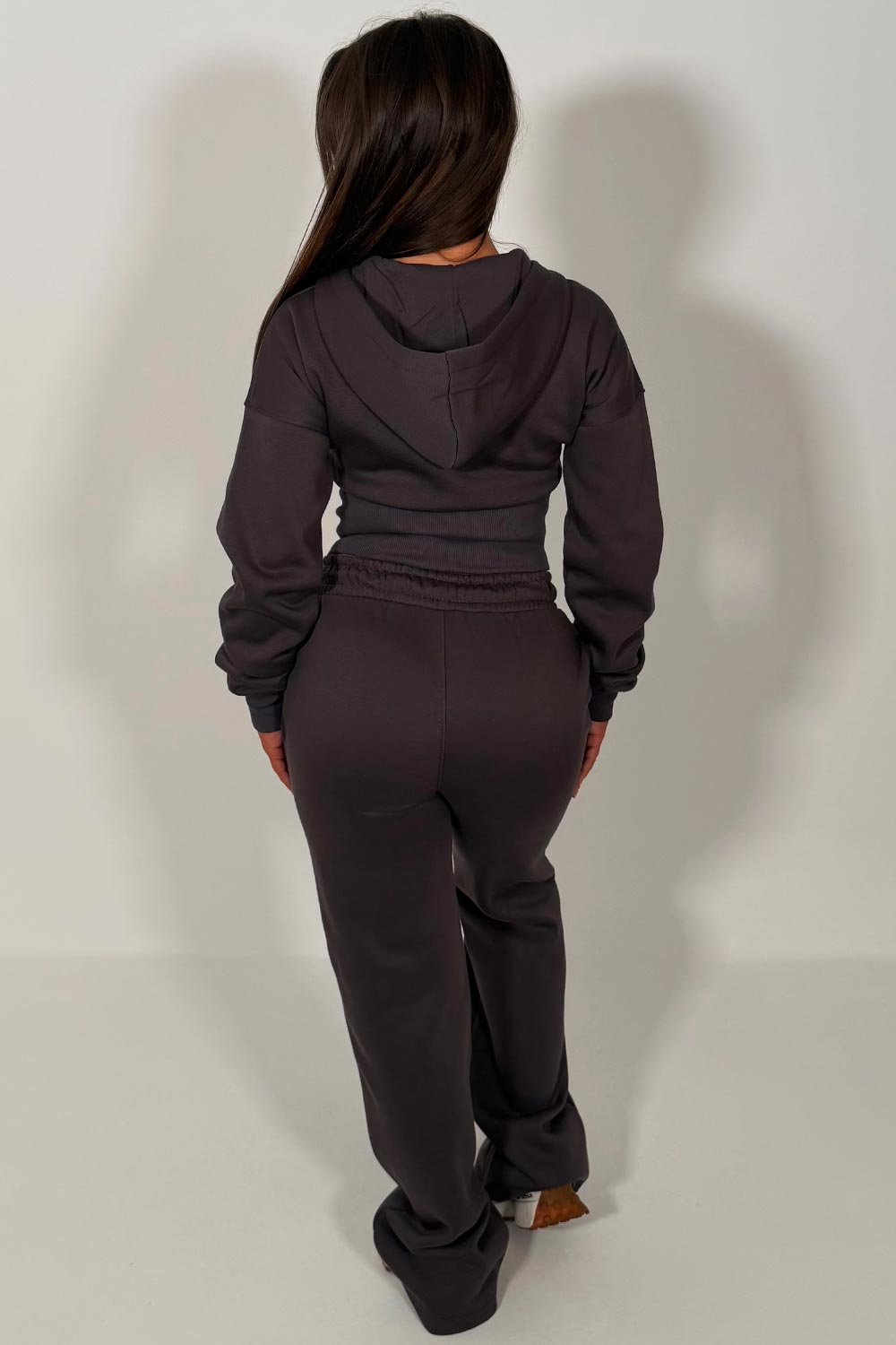 womens crop corset hoodie and joggers tracksuit set airport outfit styledup