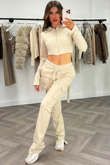 cargo flare jogger and corset hoodie co ord two piece set styledup