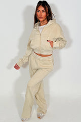 womens crop zip up hoodie and wide leg joggers tracksuit loungewear co ord styledup 