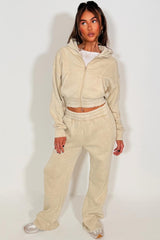 womens wide leg joggers and crop zip up hoodie tracksuit set styledup fashion 