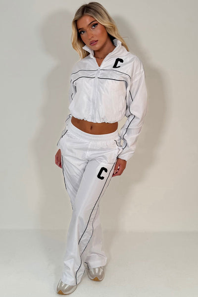crop jacket and track trousers holiday outfit for womens styledup 