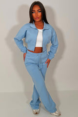 womens crop sweatshirt and wide leg joggers two piece co ord lounge set airport holiday outfit styledup uk