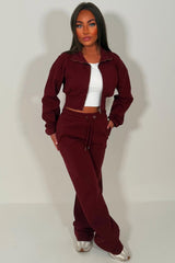 womens wide leg joggers and crop zip up sweatshirt tracksuit co ord holiday summer airport outfit uk styledup loungewear