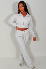 womens crop sweatshirt and wide leg joggers two piece co ord lounge set airport holiday outfit styledup uk