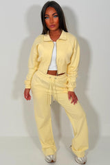womens wide leg joggers and crop sweatshirt tracksuit co ord holiday airport outfit styledup