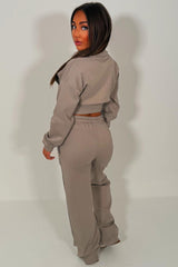 womens crop sweatshirt and wide leg joggers two piece co ord lounge set airport holiday outfit styledup uk