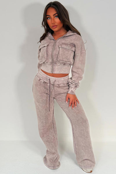 womens joggers and crop hoodie everyday tracksuit set styledup fashion white fox