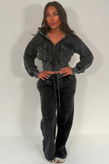 womens joggers and crop hoodie everyday tracksuit set styledup fashion white fox