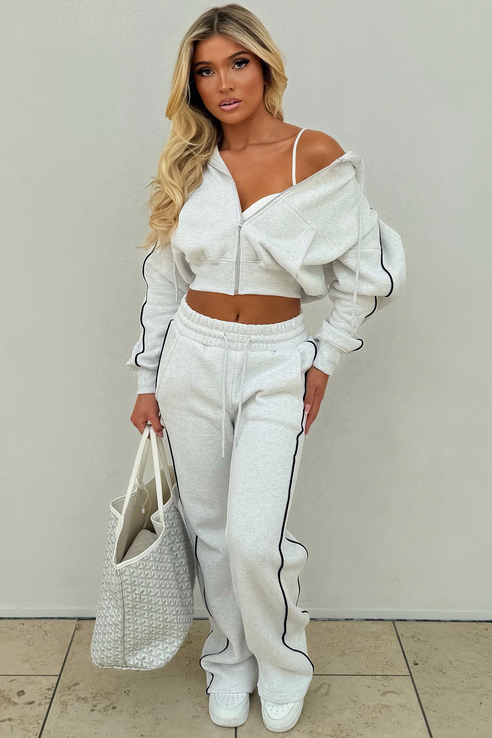 womens joggers and crop hoodie tracksuit set two piece 