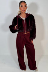 womens faux fur hoodie and joggers two piece co ord set styledup uk
