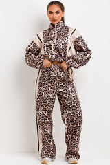 womens half zip sweatshirt and joggers tracksuit set loungewear animal print