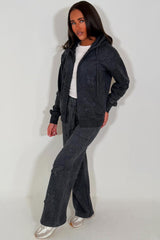 cross tracksuit loungewear set womens charcoal grey acid wash loungewear styledup