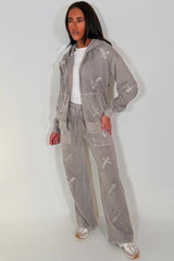 cross tracksuit loungewear set womens dove grey acid wash loungewear styledup
