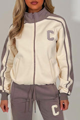 womens zip up sweatshirt and wide leg joggers lounge set tracksuit styledup