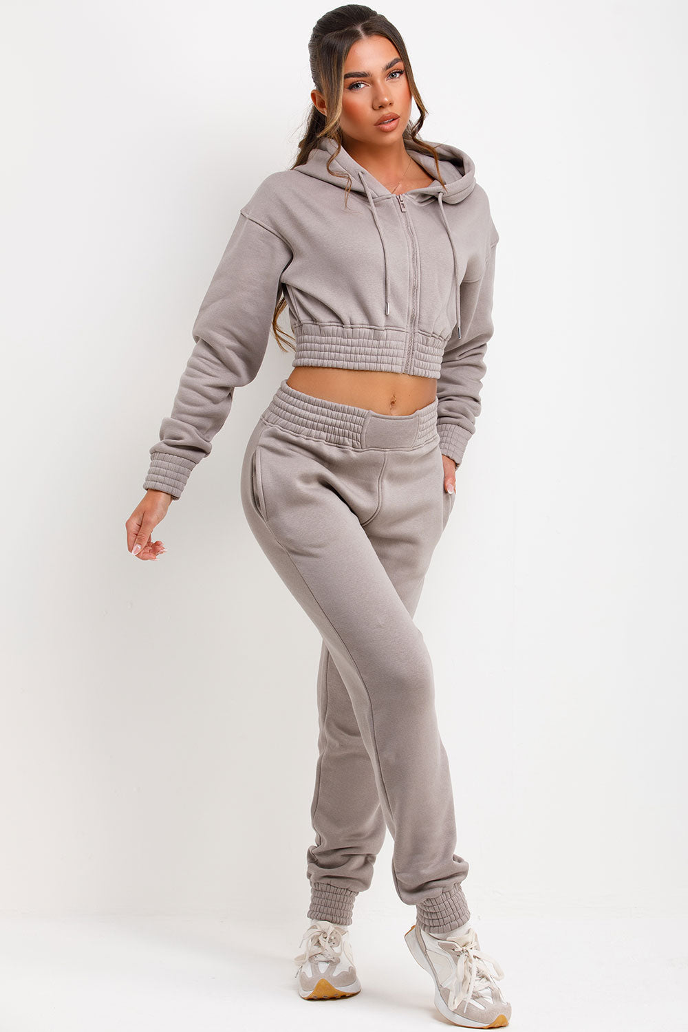 crop hoodie and joggers tracksuit loungewear set