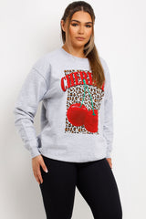 cherries leopard print sweatshirt womens