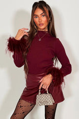 faux fur cuff long sleeve knitted christmas jumper for womens styledup uk