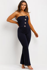 occasion jumpsuit with gold buttons styledup