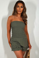 shirred bandeau playsuit in cheesecloth summer holiday outfit