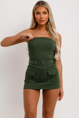 khaki cargo skort dress with belt and pockets going out festival outfit