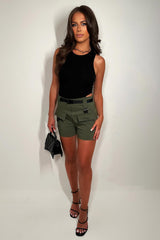 womens cargo shorts with belt and pockets